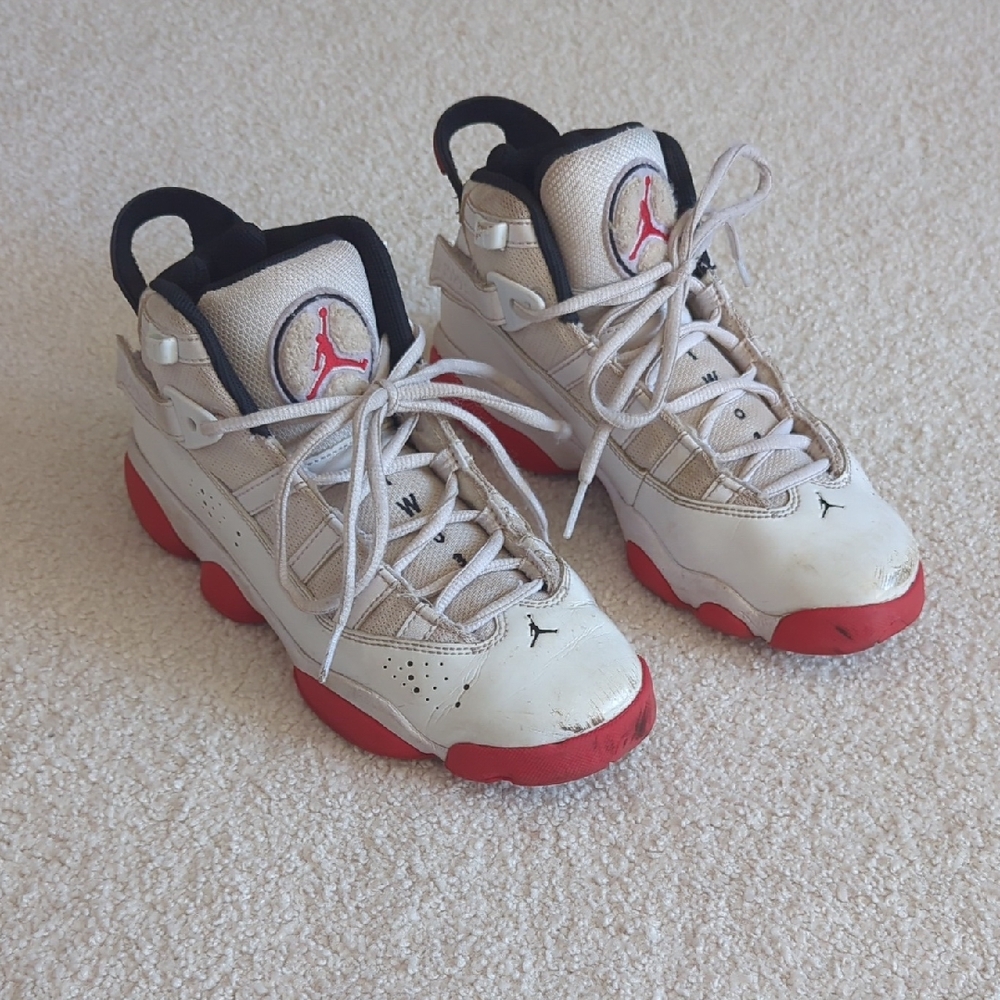 3 For $30. Jordan Kids Sneakers - White and Red Accents